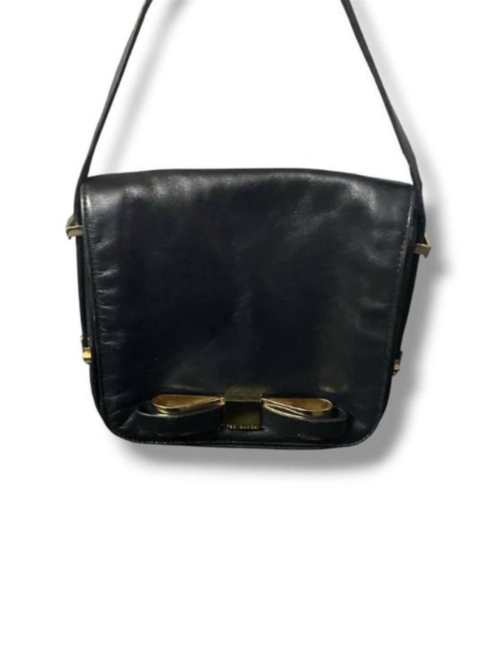Ted Baker Black Shoulder Bag with Gold Bow Accent